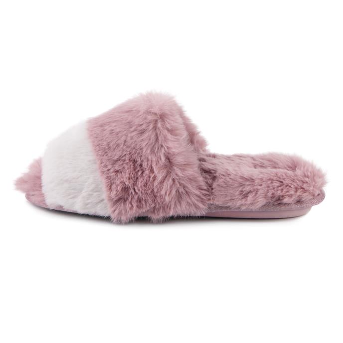 totes toasties® Ladies Faux Fur Slider Slippers Pink Extra Image 4